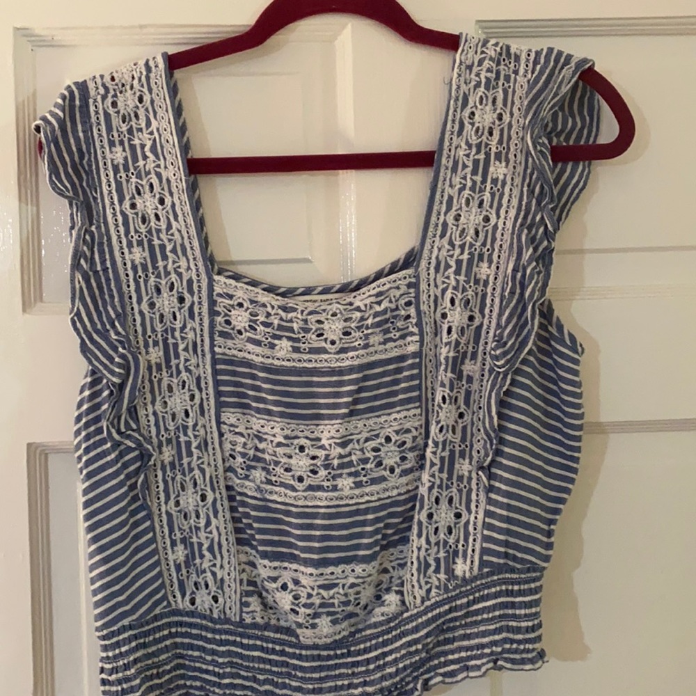 American eagle embroidered chambray top